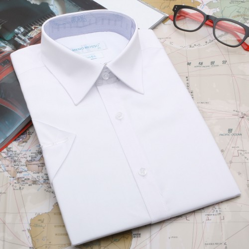 남성 반팔 와이셔츠 슬림핏 흰색 셔츠 95-110사이즈 판매 SB062