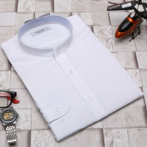 남자 셔츠 차이나카라셔츠 긴팔 와이셔츠 흰색 헨리넥 남성 슬림핏셔츠 95-110사이즈 RA228