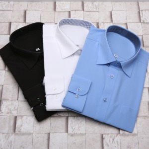 남자 와이셔츠 긴팔 남성 셔츠 빅사이즈셔츠 일반핏 정장셔츠 폴리 스판 드레스 솔리드셔츠 95-120사이즈